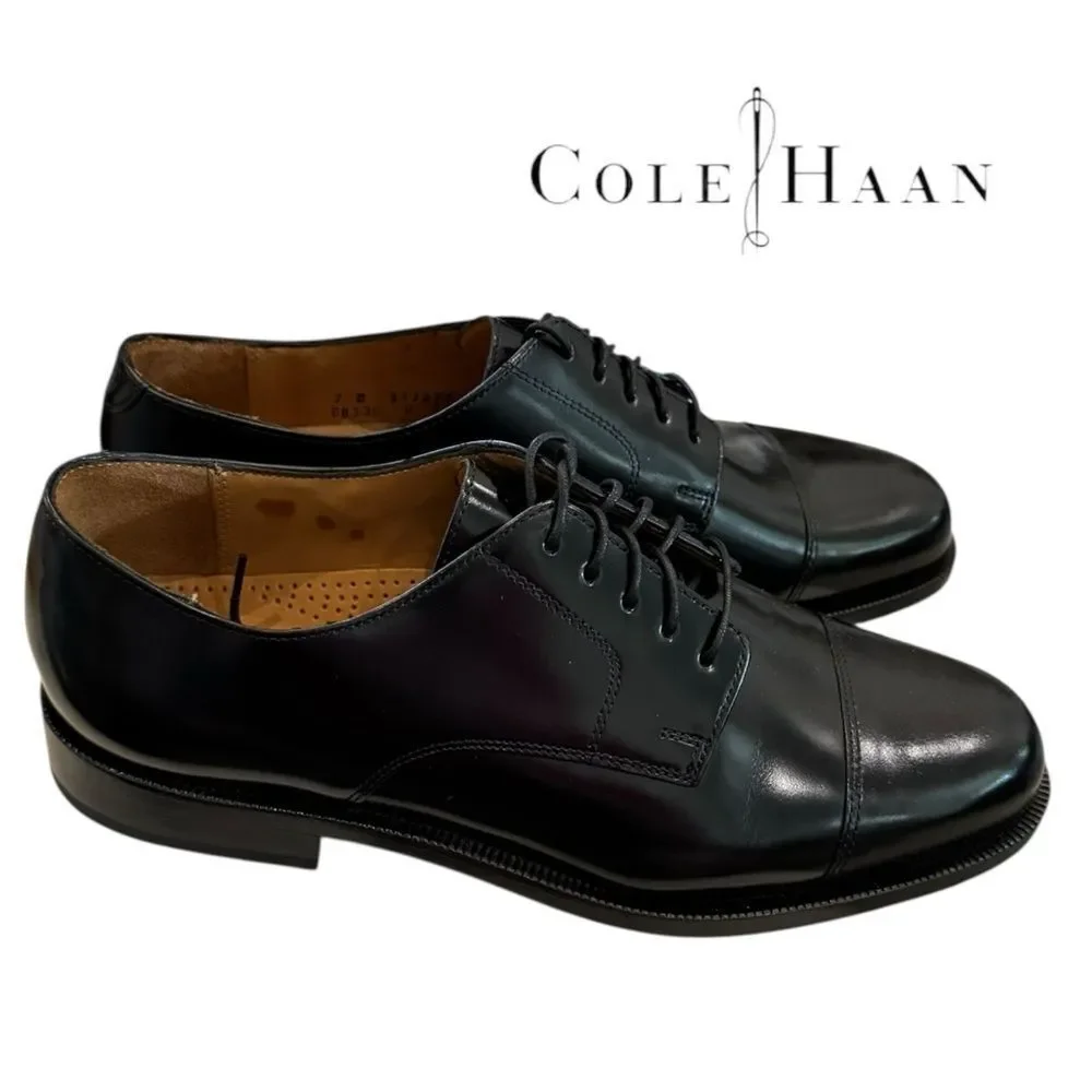 New Cole Haan Caldwell Men's Oxford Black Leather Dress Shoes 7 7D